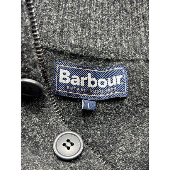 Barbour Wool Quarter Zip Sweater Dark Grey Large Zipper Long Sleeve Pullover - Picture 2 of 9